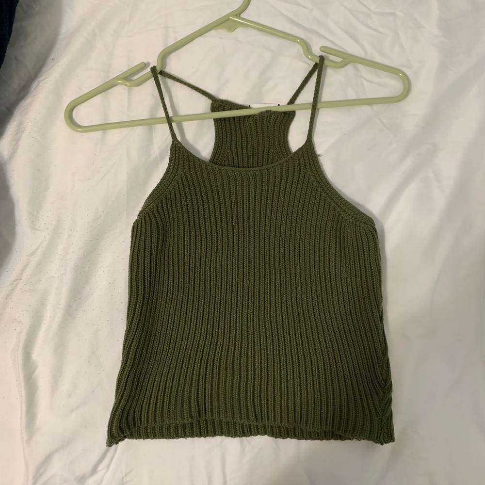 Olive green Knit Halter Top